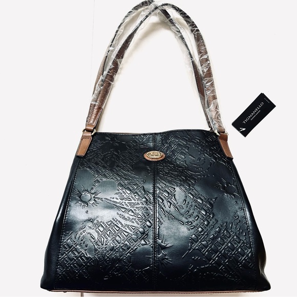 NWT Tignanello Leather Embossed Two-Toned Large Satchel. Comes with a dust bag. - Picture 1 of 15